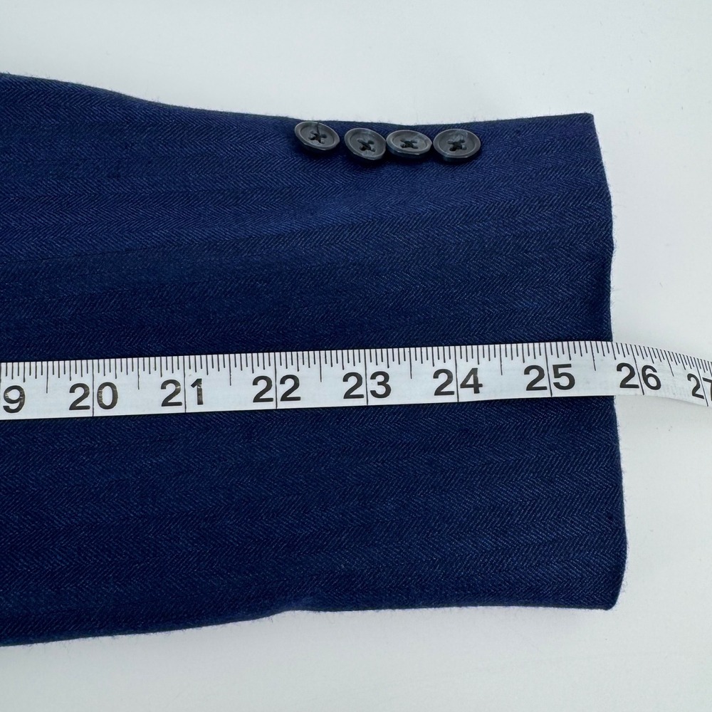 J.P. Tilford Samuelsohn Loro Piana Blazer Men 42L Blue Cashmere Silk Herringbone - Picture 12 of 16